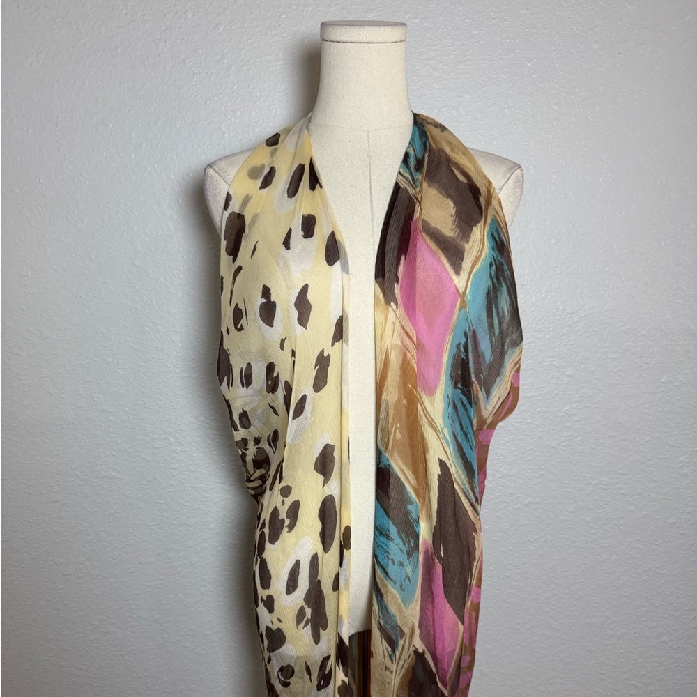 Subtle Luxury Mix Print Silk Scarf Vest One Size - Picture 3 of 12